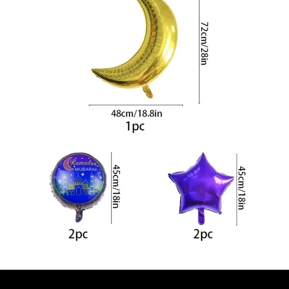 NWT 5 pieces Eid Ramadan balloon set/ crescent and star Balloon set/ Eid decor - Picture 8 of 10